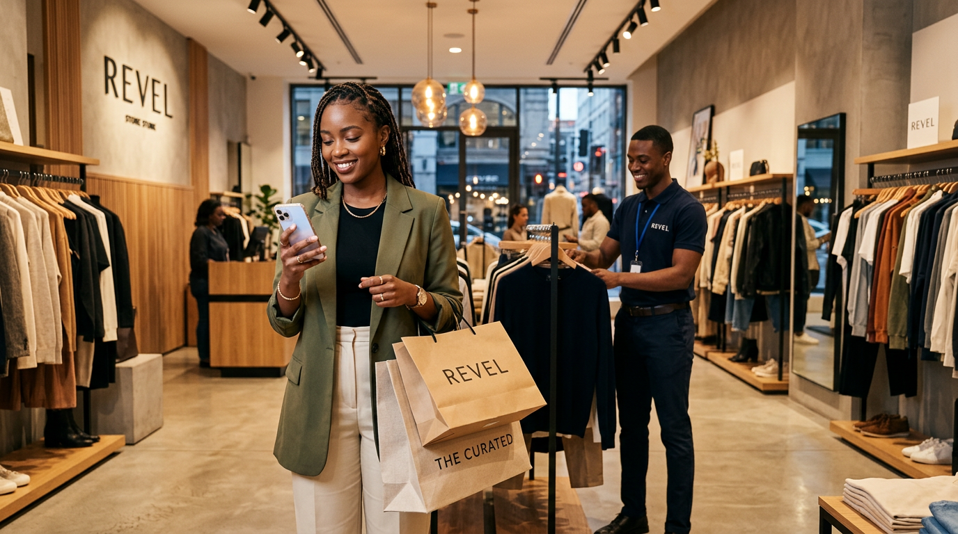 Shoppers browsing in a modern retail store