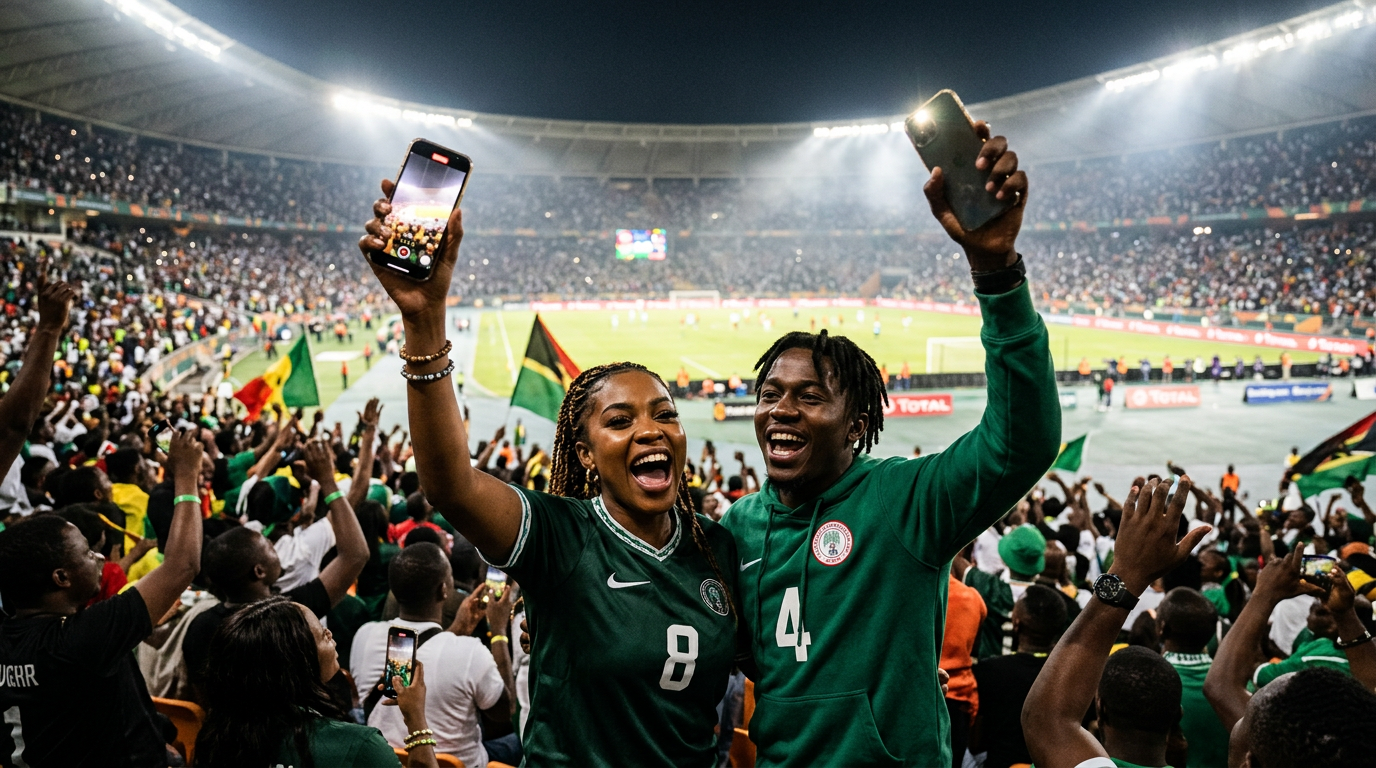 Crowd in a stadium at night under bright lights